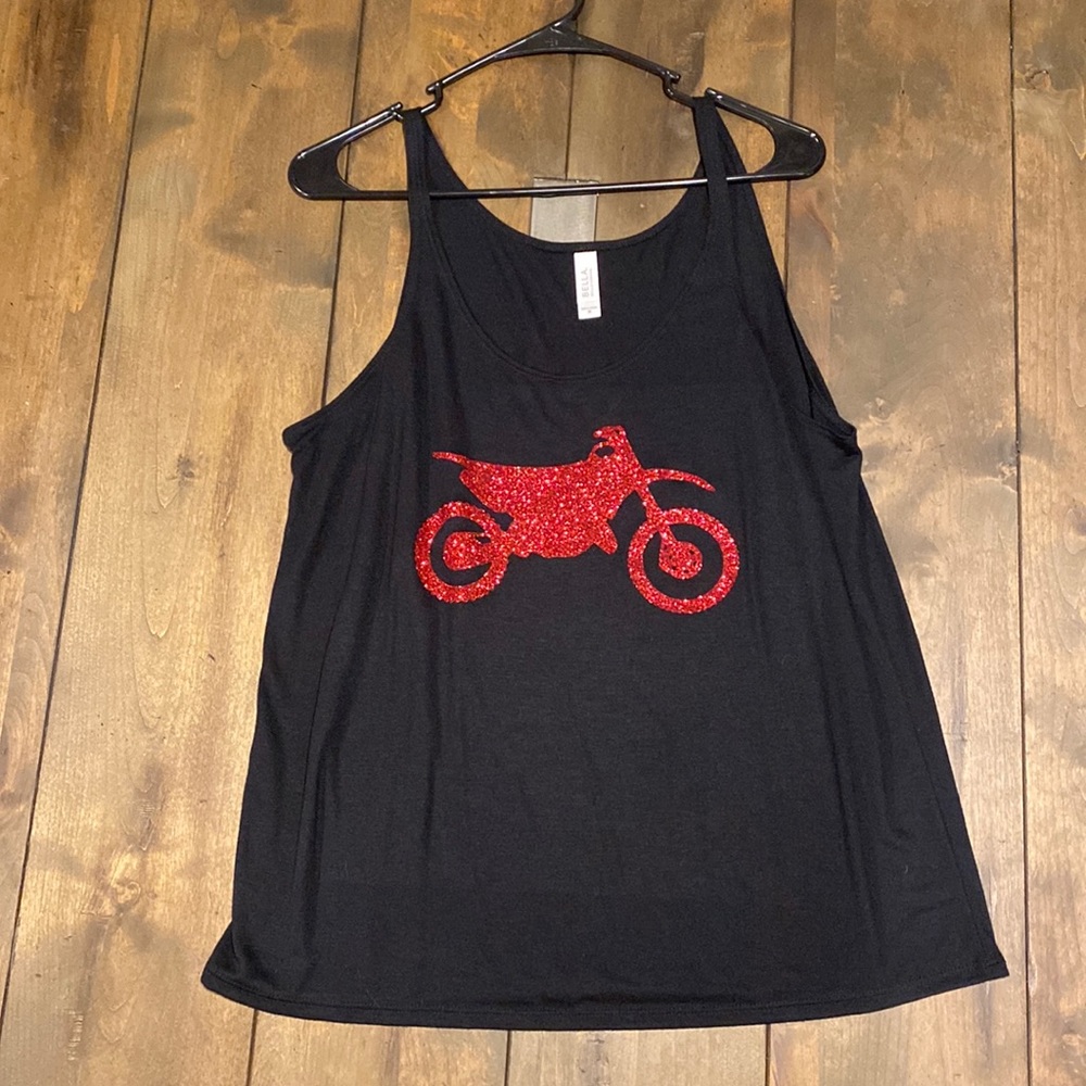 Red Glitter Dirt Bike Tank Top